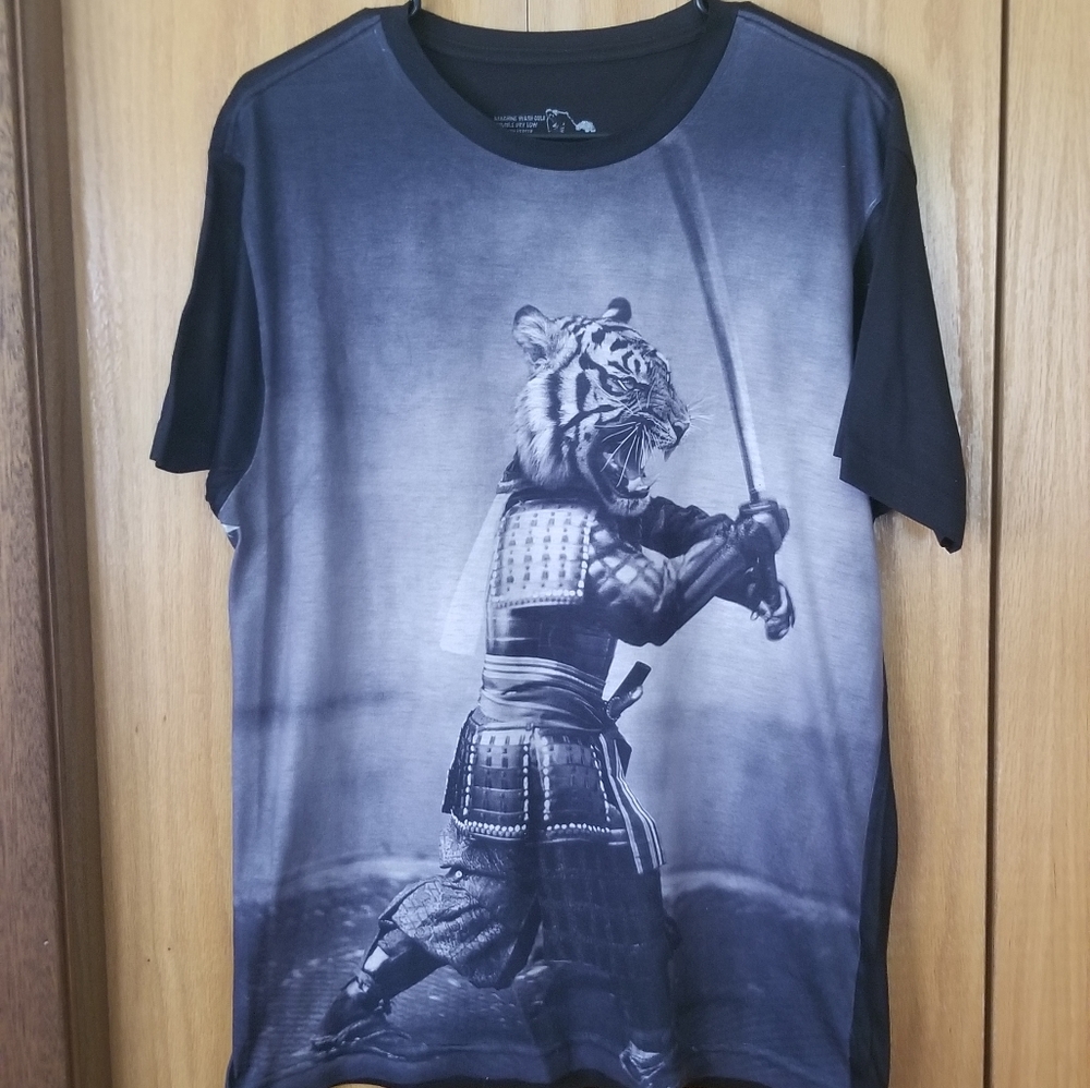 Tiger Samurai Mens Print Tee Shirt